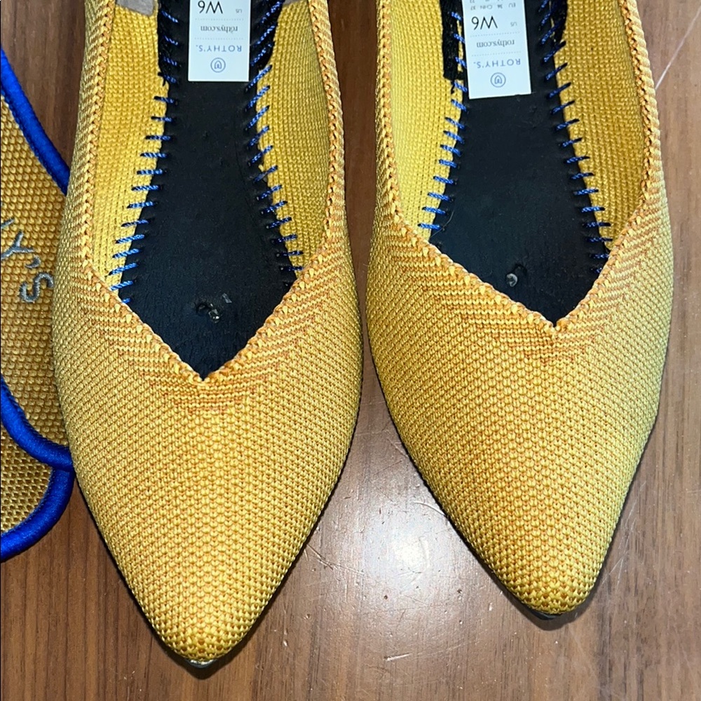 Rothy's Yellow and Blue Pointed-Toe Flats - Picture 6 of 7